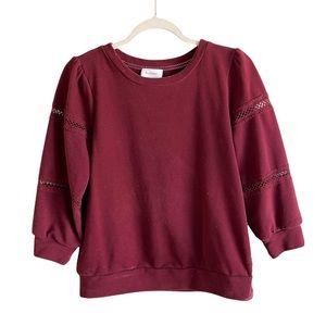 Bohme Maroon Crochet Sleeve Sweater
